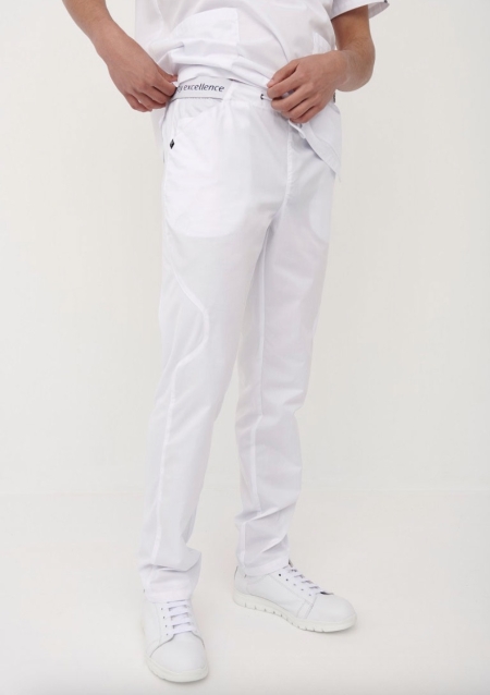 Pantalón deportivo sanitario Drago Monza ropa de trabajo blanco 01