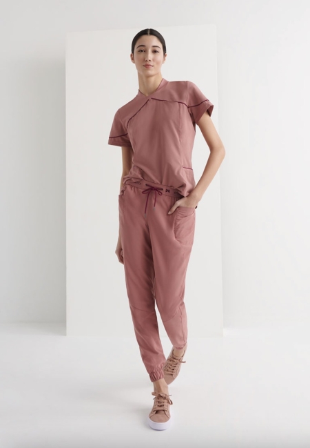 pantalón sanitario Hydra mujer rosa delante