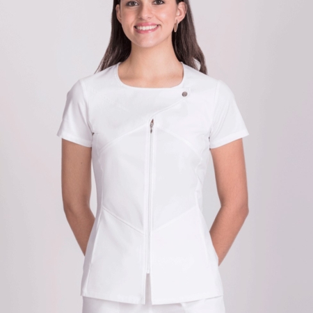 casaca mujer manga corta algodon stretch blanco norvil crisan