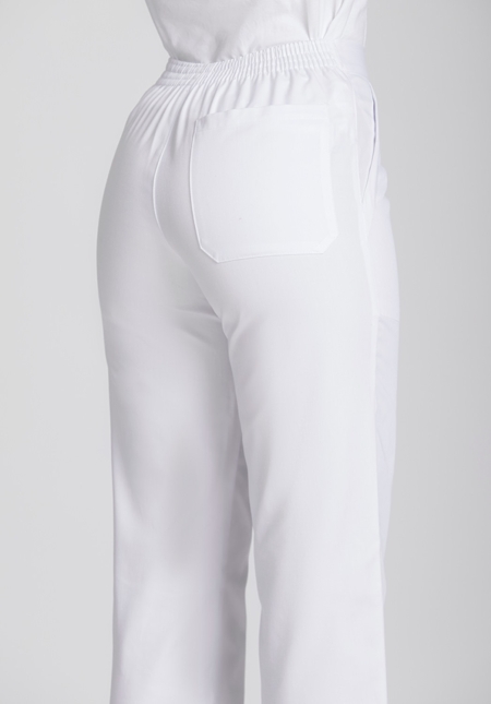 pantalón goma posterior cintura unisex blanco espalda norvil crisan